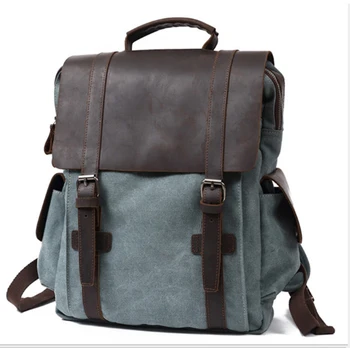 

Men coffee/lake green/army green/gray 2018 Fashion Large Capacity Rucksack Men's Canvas Backpack MULTIFUNCTION Leisure Travel
