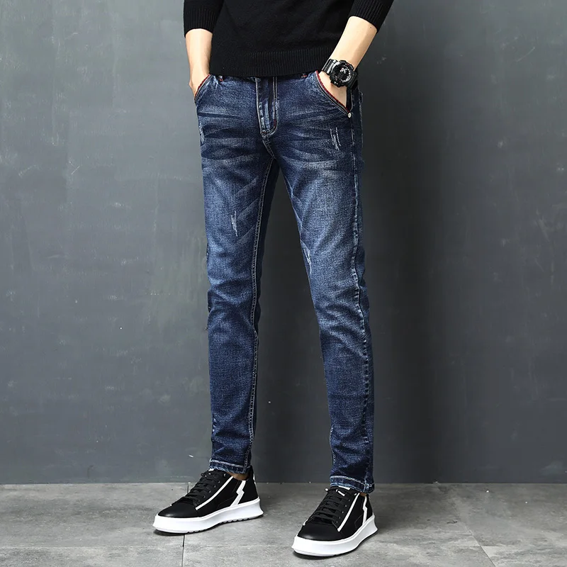 Stretch Skinny Jeans Men Casual Denim Jeans Mens Slim Fit Cotton Quality Jeans Pants Trousers Blue 2