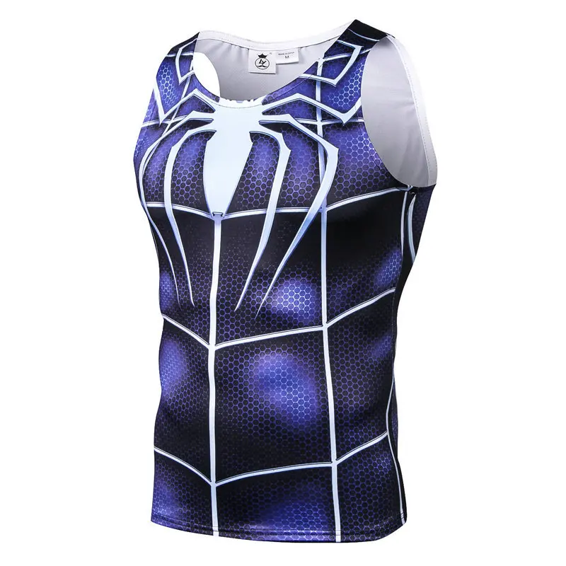 

2018 New Cartoon Hero Spidermen Ultra-Cool Creative 3D Printed Sports Sleeveless Vest Summer Men's Bodybuilding Compression Vest