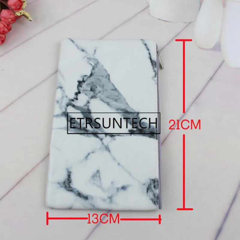 200pcs Fashion Marble Pattern Pencil Pen Case Bag Cosmetic Makeup Zipper Storage Bag Purse For Women Girl
