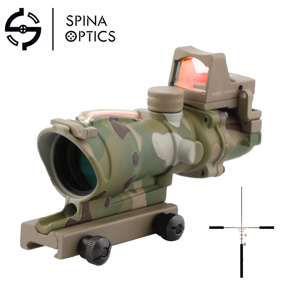 

SPINA OPTICS ACOG 4x32 Hunting Riflescope with Red Fiber Illuminated RMR Red Dot for Outdoor Hunting Sports