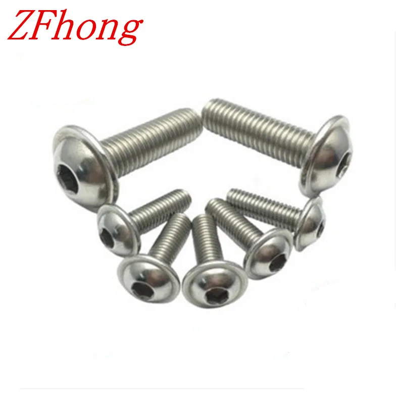 

100pcs m3x6/8/10/12/16 hex socket flange button head screw stainless steel 304