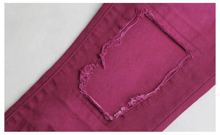 LOGAMI женские джинсы стрейч рваные Patechwork женские джинсы брюки женщина тонкий карандаш брюки цвет красного вина