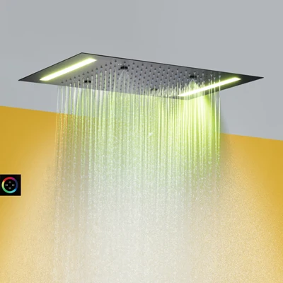 Дождевая и распыляющая душевая головка для ванной 100 В~ 240 В переменный ток светодиодный сенсорный экран контроль для ванной верхний смеситель для душа - Цвет: B Black