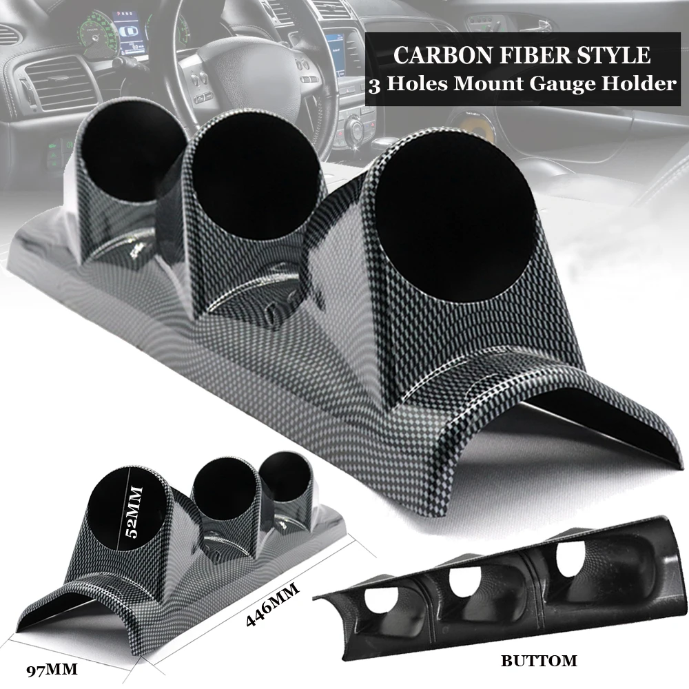 

Car Carbon Fiber 2 52mm Universal Triple Hole Dash Gauge Pod Mount Holder Sales