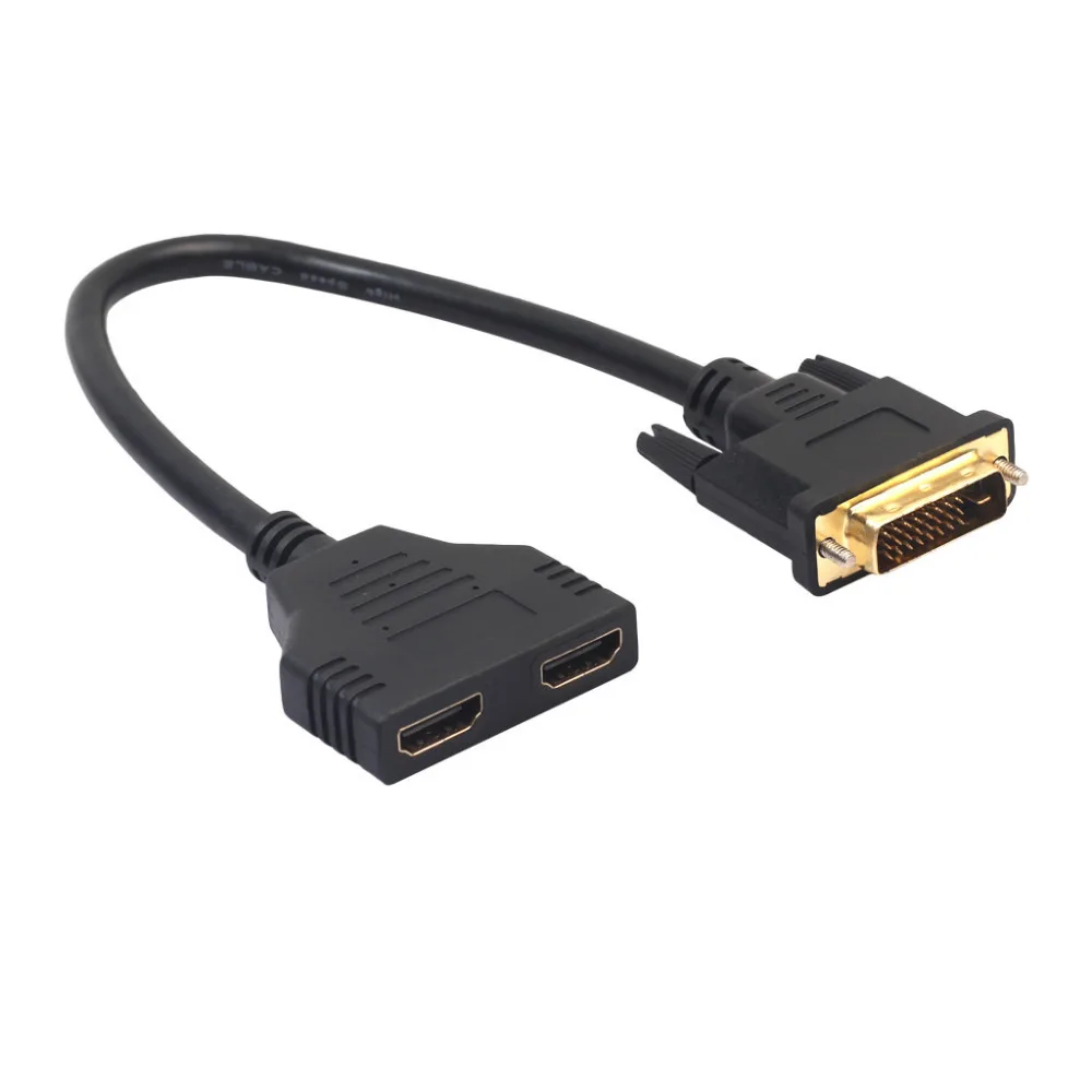 

Digital Cables DVI-D 24 + 1 Male To 2 HDMI Female Adapter Cable Bi-Directional HDMI Converter 19JAN9
