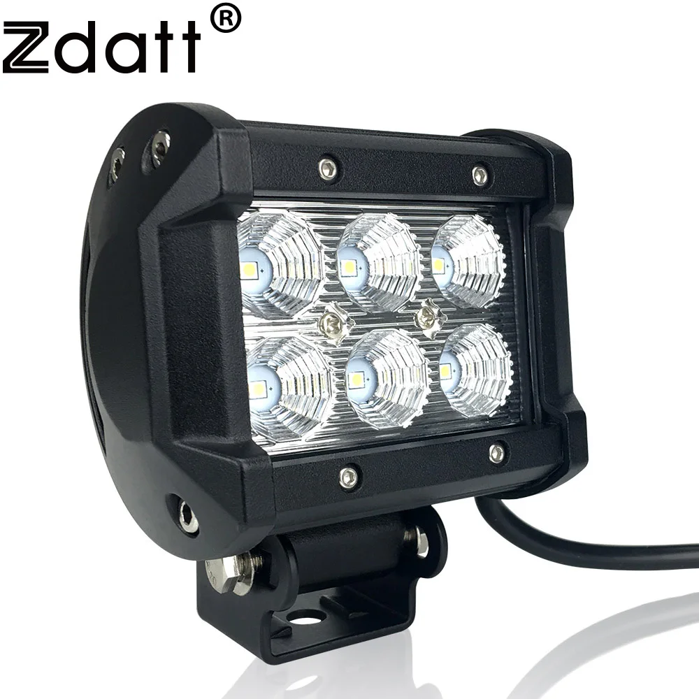 1Pc Car LED Work Light Offroad Lights 18W 6500K Waterproof Vehicle LED