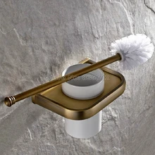 Античная латунь Настенный Набор ершиков для туалета держатель кисти+ керамическая чашка Wba176