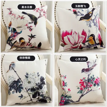

4 PCS/LOT MOST FREE SHIPPING Decorative Cushions for Sofa Christmas HOME DECALS NEW YEAR Flowers Birds Pillow Gifts