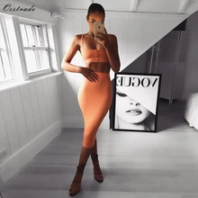 Ocstrade Бандажное платье, комплект одежды из двух предметов 2019 летние женские оранжевый 2 шт. Платье облегающее платье сексуальное облегающее ...(China)