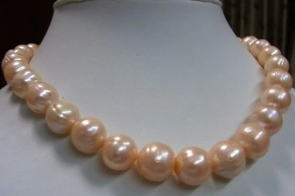 

FREE SHIPPING HOT sell new Style >>>>>11-13MM real natural South Sea Pink Baroque Pearl Necklace 18