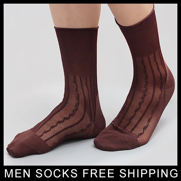 Мужские шелковые прозрачные носки, ультра-тонкие супер сексуальные мужские нейлоновые носки