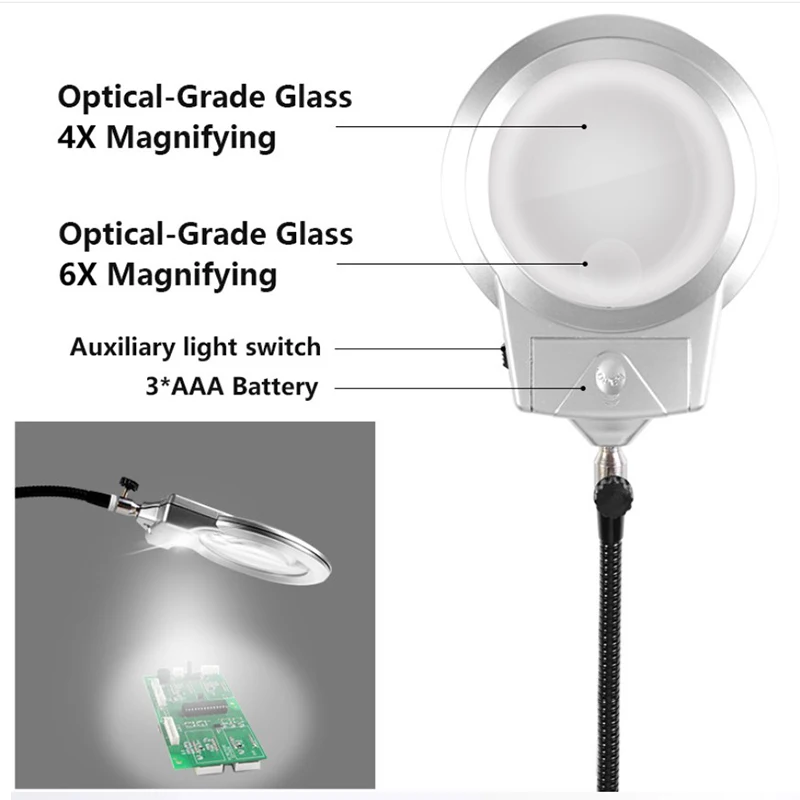Третий ручной держатель для пайки печатных плат инструмент Quad Arms Led увеличительная помощь руки ремесла Ювелирные изделия хобби мастерской