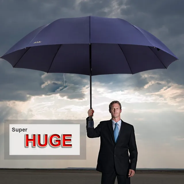 Super Large Three Folding Male Commercial Compact Umbrella Strong Super Large Three Folding Male Commercial Compact Umbrella Strong Frame Windproof 10ribs Gentle Umbrellas Rain Sun Parasol Women