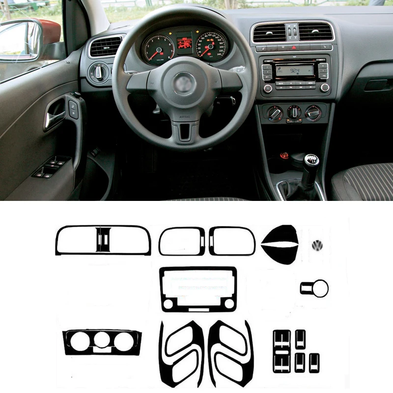 

Car-Styling New Car Interior Center Console Color Change Carbon Fiber Molding Sticker Decals For VW POLO