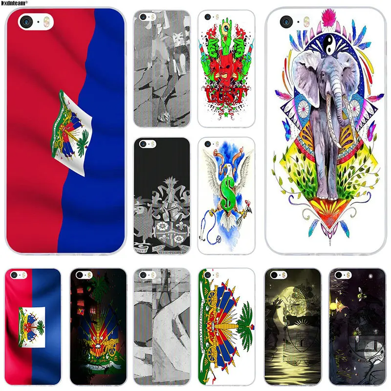 

For iPhone 6 6S 7 8 Plus 4 5 5S 5C SE X Coque Fundas Shell Soft Silicone TPU Transparent Phone Cases Haiti Coat Of Arms Cover