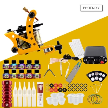 

Starter Tattoo Kit 1 Tattoo Machine Set 10 Colors Inks Pigment Power Supply Box Body Art Supplies Needles Beginner Tattoo Set