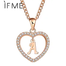 IF ME Love Heart Crystal Gold Color Initial Name Necklace Cubic Zirconia Pendant For Women Elegant Letter A Choker Jewelry Gifts