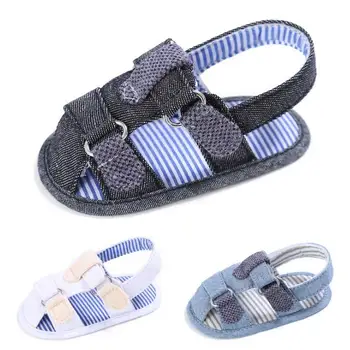 

3colors white black Summer Baby Sandals Toddler Girls Boys Denim Bowknot Non-Slip Crib Shoes Infantil Newborn Flat Cotton Shoes