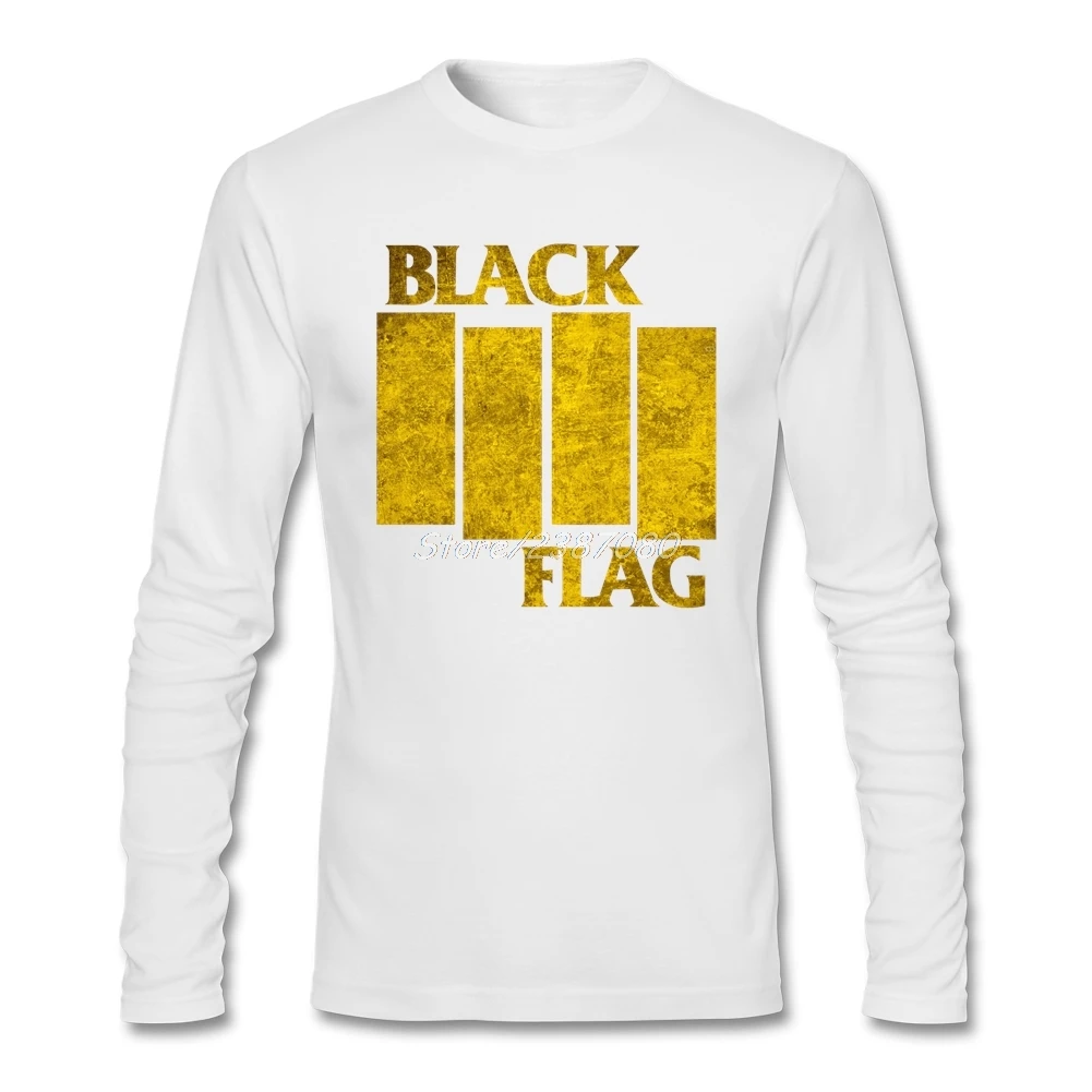 Футболка с черным флагом в стиле панк-рок футболки с длинными рукавами г. Новая простая хлопковая Футболка с круглым вырезом под горло Homme