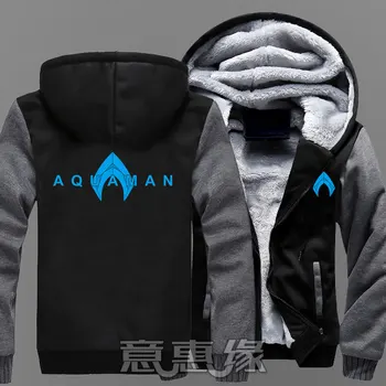

new winter Warm Justice League Aquaman Hoodie Sweatshirts Thick Men's Jackets Clothes Casual Coats