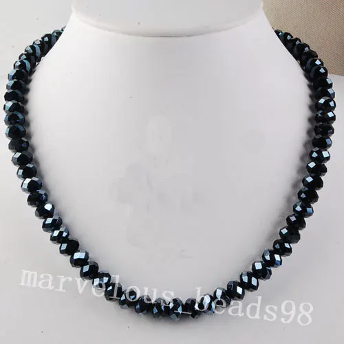 Модное ювелирное черное хрустальное ожерелье с гранеными бусами 17," G0819