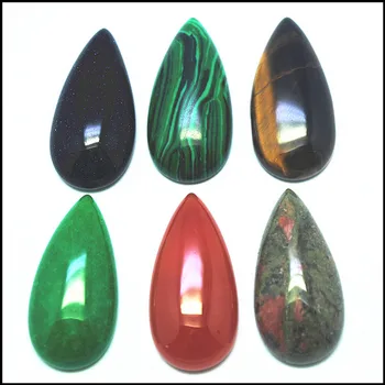 

10pcs nature semi precious stone cabochons jadee carnelian unakite tiger eye malachite red stone 15x30mm many colors available