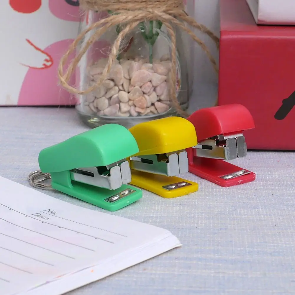 2PCS Super Kawaii Mini Small Stapler Useful Mini Stapler Staples Set Office Binding Stationery