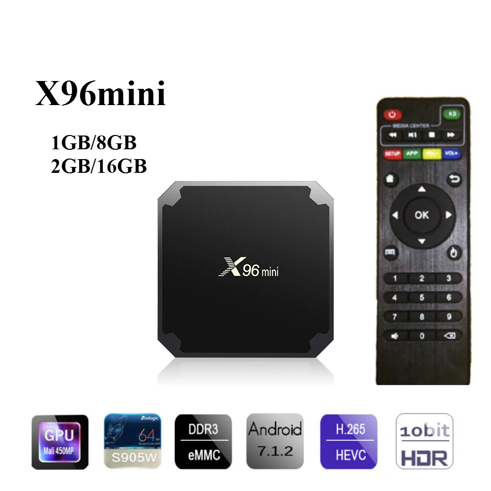 

X96mini Android 7.1.2 TV Box Amlogic S905W Quad Core X96 Mini Smart TV BOX support 2.4GHZ Wireless WIFI Media Box Set-Top Box