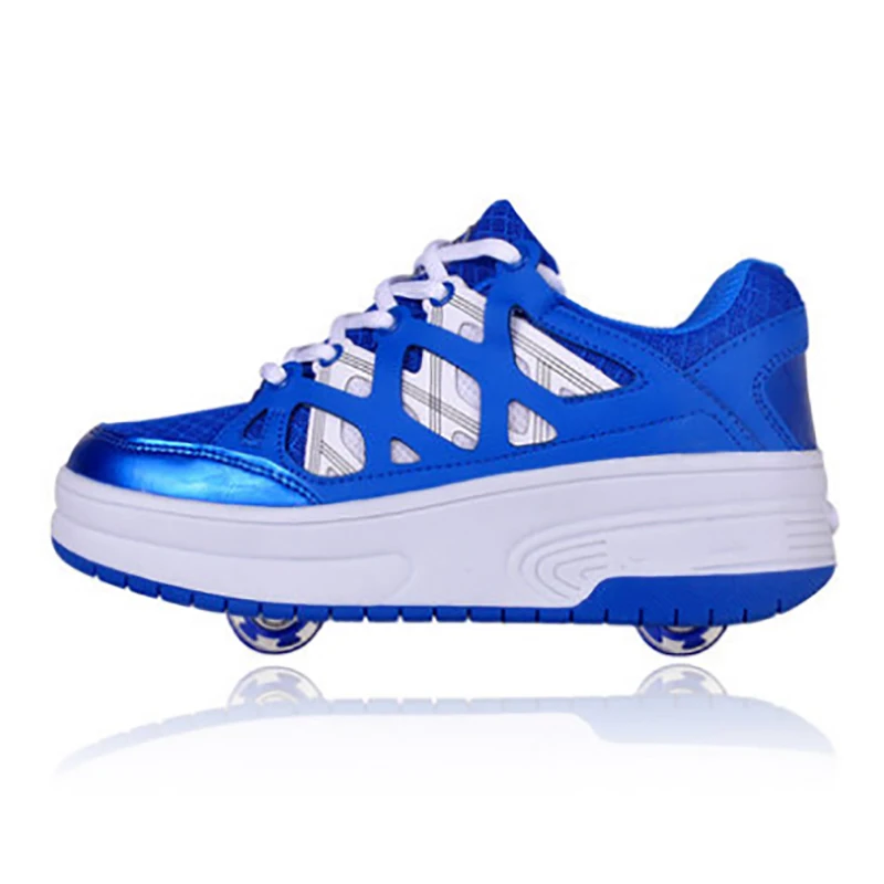 زلاجات بعجلات مضمنة أحذية مع عجلتين للجنسين رياضية الأطفال محامل الصامتة ارتداء مقاومة باطن الأحذية