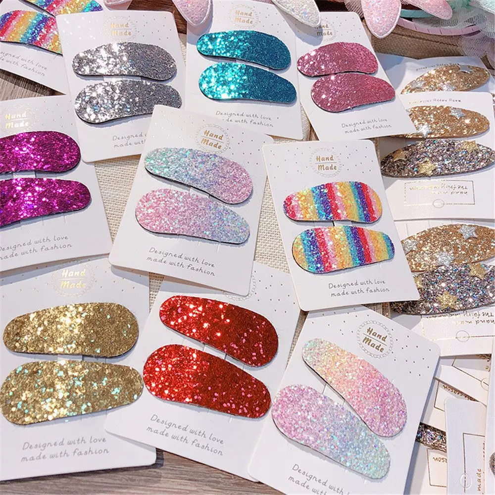 

2PCS DIY Hairstyle Kawaii Girls Rainbow BB Hair Clip Sequins Shiny Hairpins Kids Barrettes Candy Color Women Hair Accessories