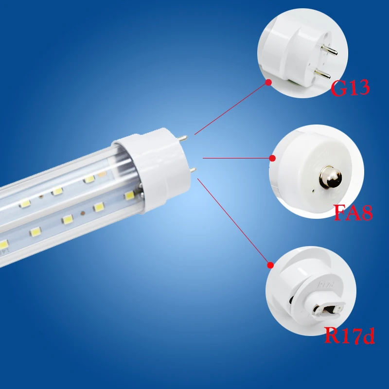 

Toika 100pcs 40W 50W 1200MM 4ft T8 v-shaped LED Tube Light G13/FA8/ R17d 240 degree High brightness clear cover, AC85-265V