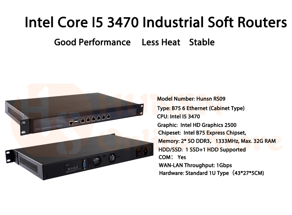 Брандмауэр Mikrotik Pfsense сети VPN Security Appliance маршрутизатор ПК Intel Core I5 3470, [HUNSN RS09], (6Lan/2USB/1COM/1VGA)