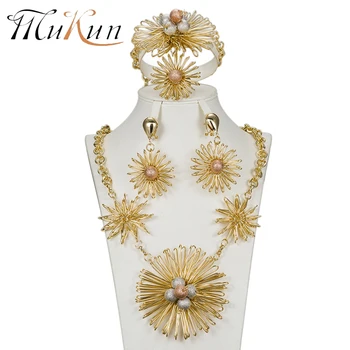 

MUKUN Dubai Jewelry Sets big Nigerian beads necklace bracelets earrings fashion jewelry set women wedding bridal jewelry sets