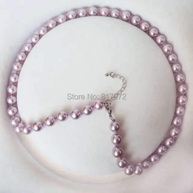 

8mm Natural South Sea Shell Pearl Necklace Fashion Highlight Lilac AAA Necklaces Gift for women Jewelry