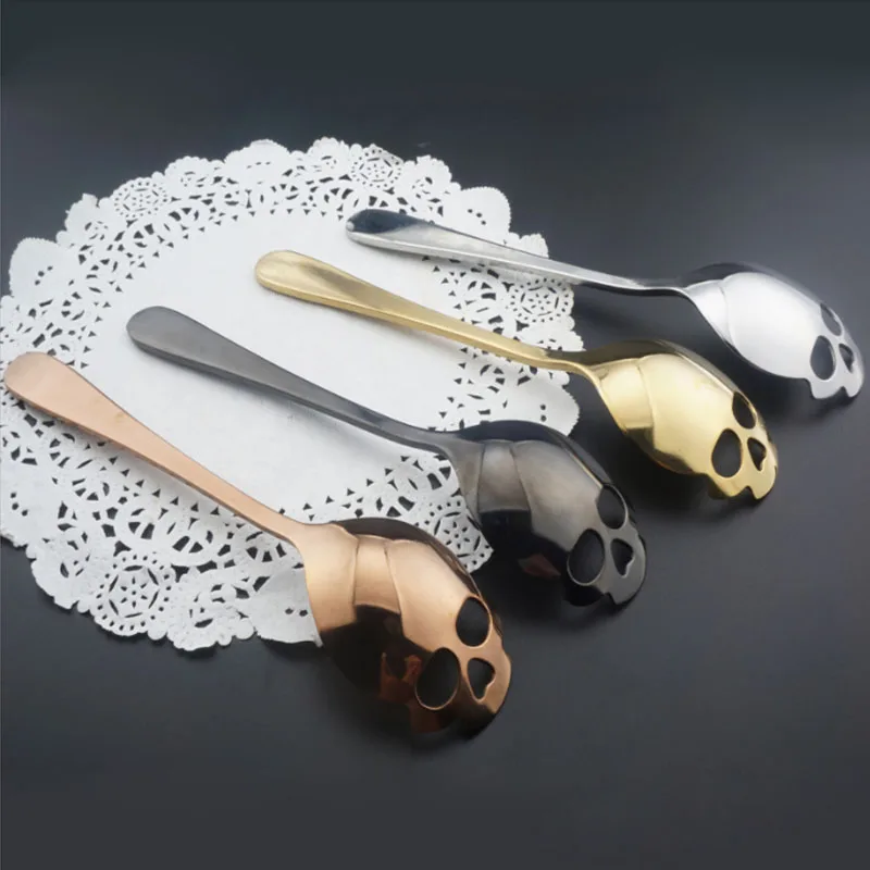 

Creative luxury stainless steel skull scoop sugar coffee scoop tableware mixer Dinnerware Sets