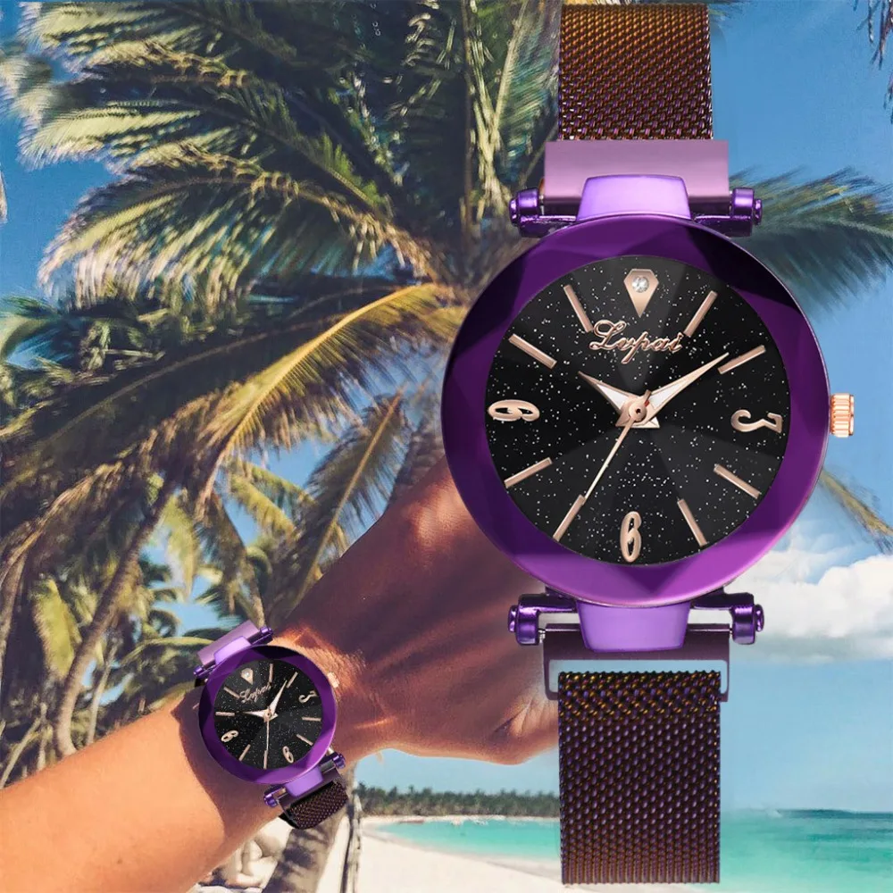 

Steel Mesh Belt Rome Round Dial Women Watches Zegarek Damski Luxury Brand Quartz Ladies Wrist Watches Starry Sky Watch Relojes#W