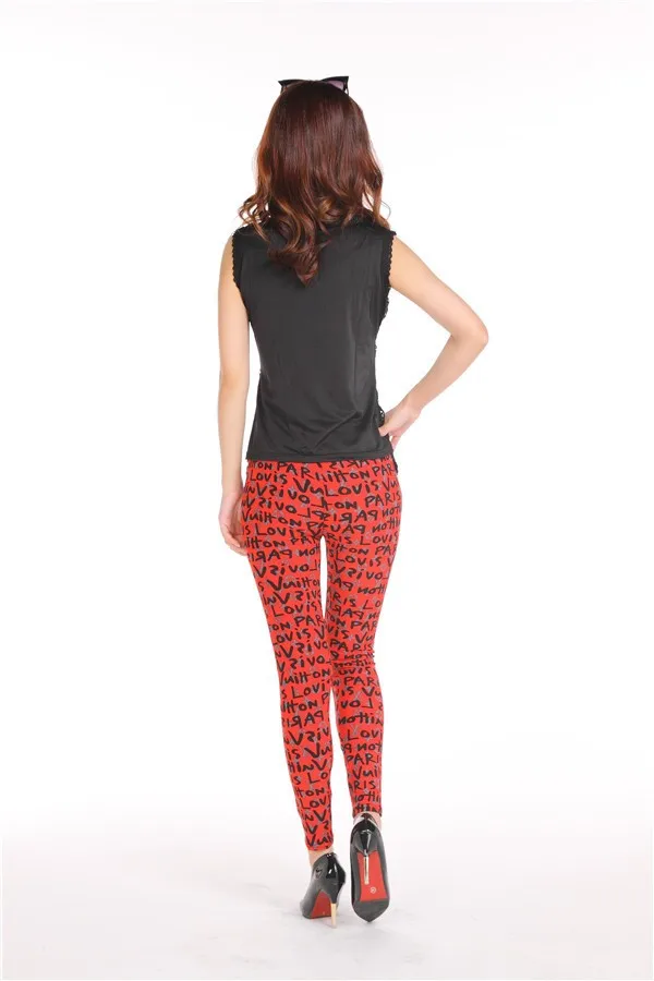 Женские облегающие модные брюки-карандаш для фитнеса, женские повседневные брюки с буквами для девушек, обтягивающие красные леггинсы, летние тонкие брюки