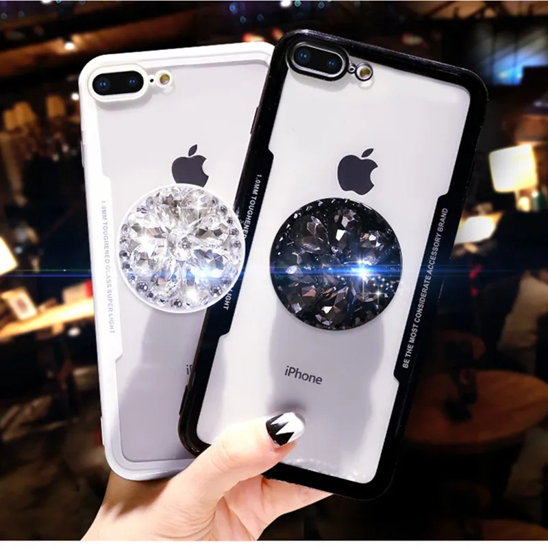 

Cute 3D Diamond Drill Flower Kickstand Glitter Case For iPhone 5 S 6 7 8 Plus X XR XS MAX Cover For Xiaomi Redmi Note 5 Poco F1