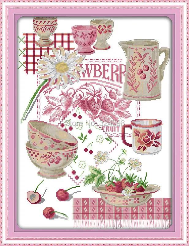 

Wholesale Needlework,Stitch,14CT Cross Stitch,Sets For Embroidery Kits,Colorful Fruit Tableware Counted Cross-Stitching