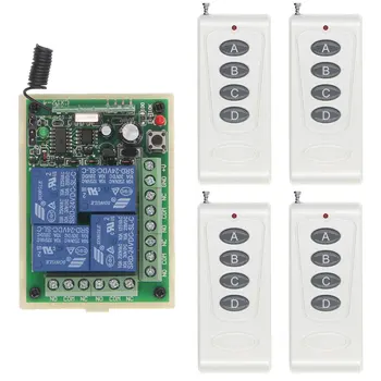 

1000M High Power DC 12V 24V 4 CH 4CH RF Wireless Remote Control Switch System,(4 Transmitter +Receiver), Momentary / Toggle