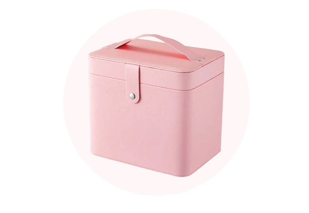 Guanya waterproof necklace PU leather women makeup organizer 2 layers rings earings portable large capacity Jewelry Box Jewelry Packaging