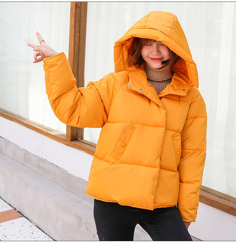 Hot Sale Winter Cotton Jacket Female Thicken Snow Lichens New Harajuku Short Sweet Down Cotton Coat Women Warm Loose Parkas