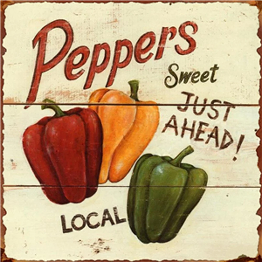 

Peppers Vintage Metal Tin Signs Wall Poster Decals Plate Painting Bar Club Pub Home Bar Wall Art Metal Painting 30*30 CM
