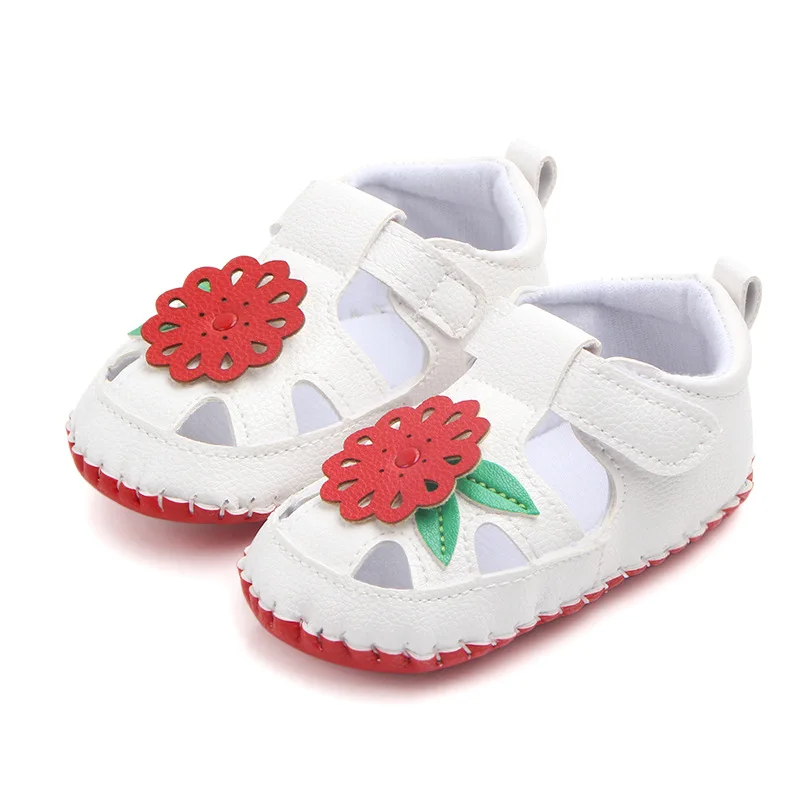 

dkDaKanl 0-2 Years Baby Summer Shoes Non-Skid Leather 3D Pink Flowers Infantil Barefoot Shoes Baby First Walkers Toddler