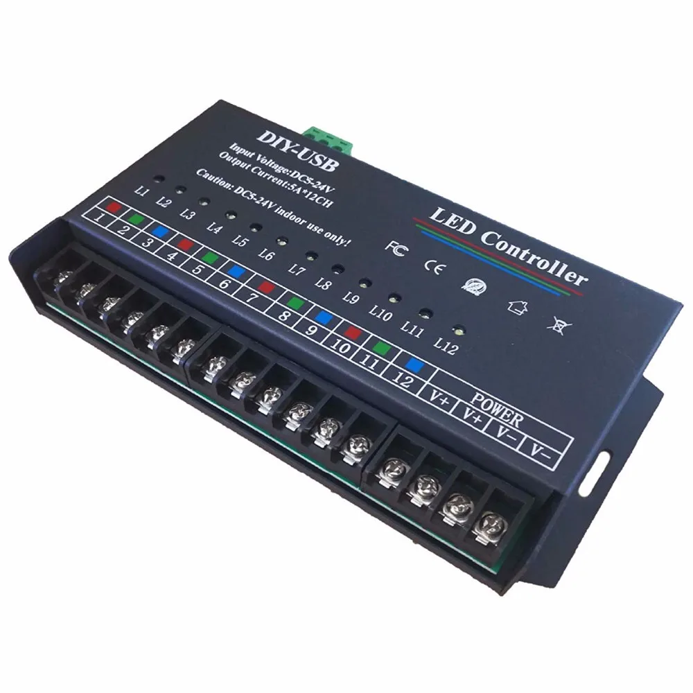 12 канала DMX декодер DMX512 контроллер USB диммер драйвер DC 5 V 24 V для Светодиодные ленты, модули ST198