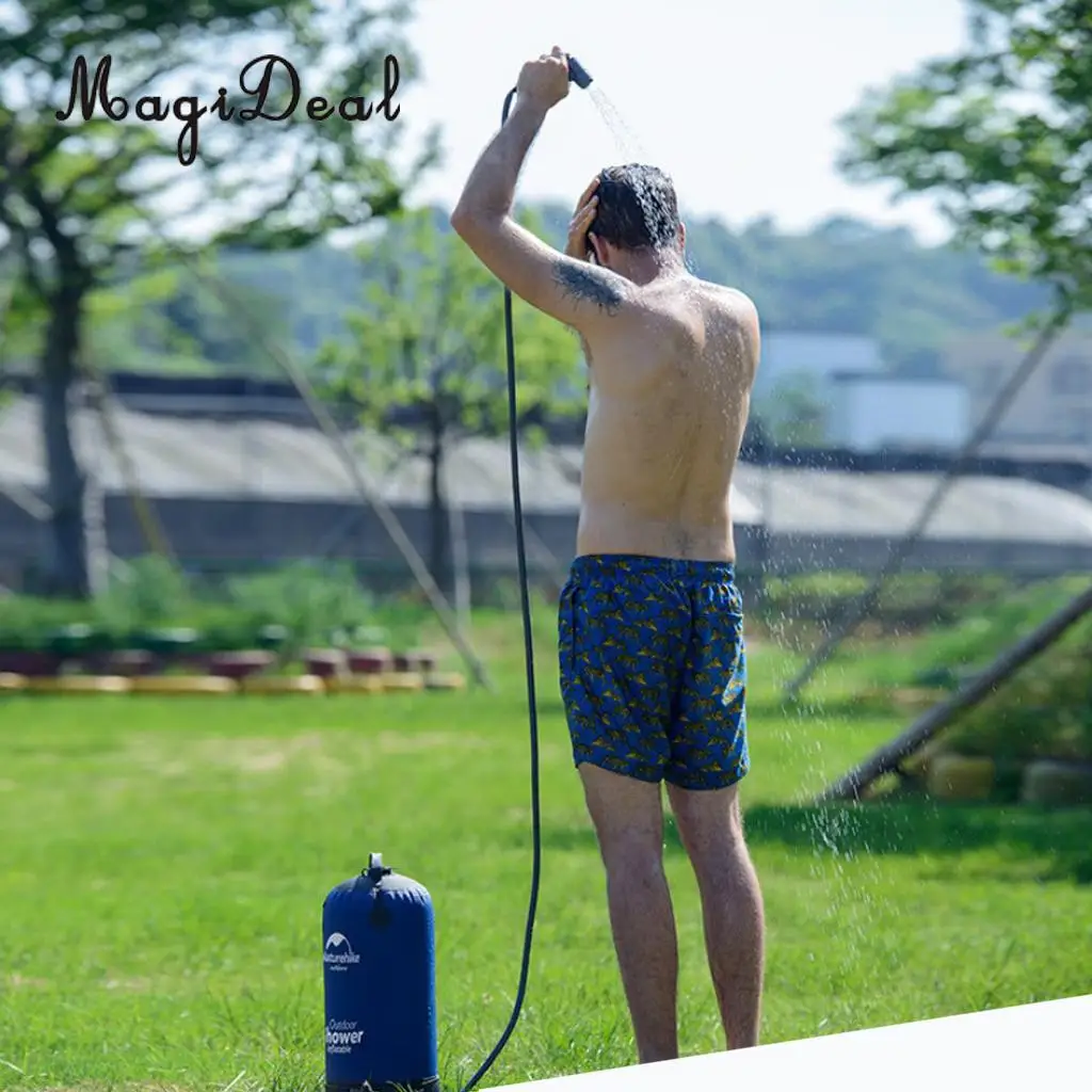 

3 Gallons Foldable Shower Bag Warm Cold Water with Pumping for Camping Surfing Pets Sports