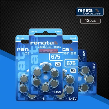 

RENATA 12pcs/1pack Batteries XRenata ZA675 PR44 Zinc Air 1.45V Hearing Aid Battery