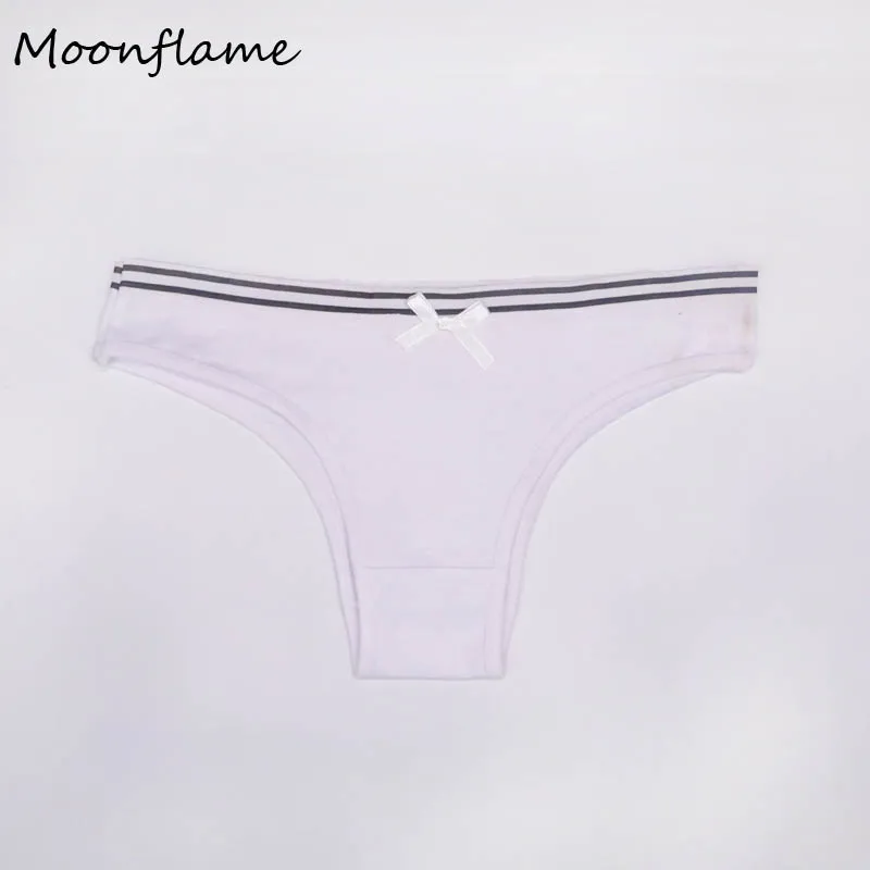 Moonflme, 3 шт./лот, одноцветные женские хлопковые бикини, женские трусики M L XL 89156