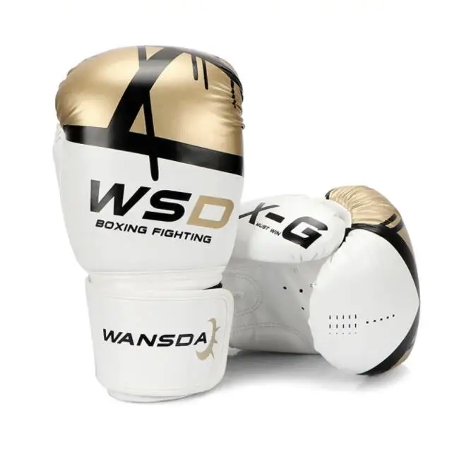 WANSDA женские/мужские/Детские Боксерские перчатки из кожи MMA Muay Thai Boxe De Luva Mitts Sanda